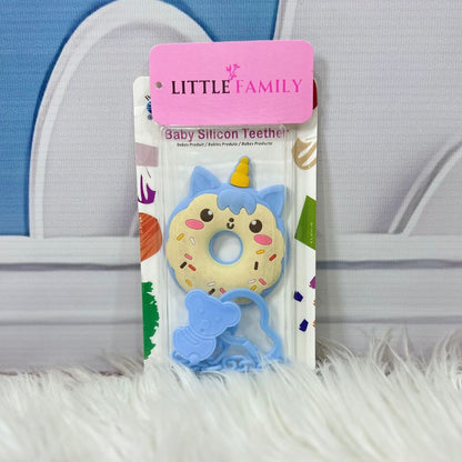 Baby Silicone Teether with Clip – Cute Donut Design