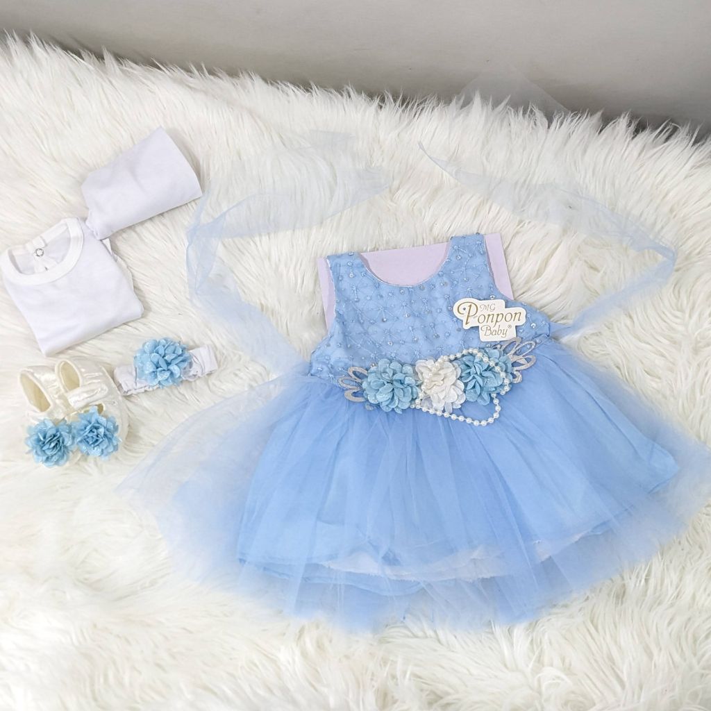 MG-1530 Turkish Style Frock Set - Sky Blue