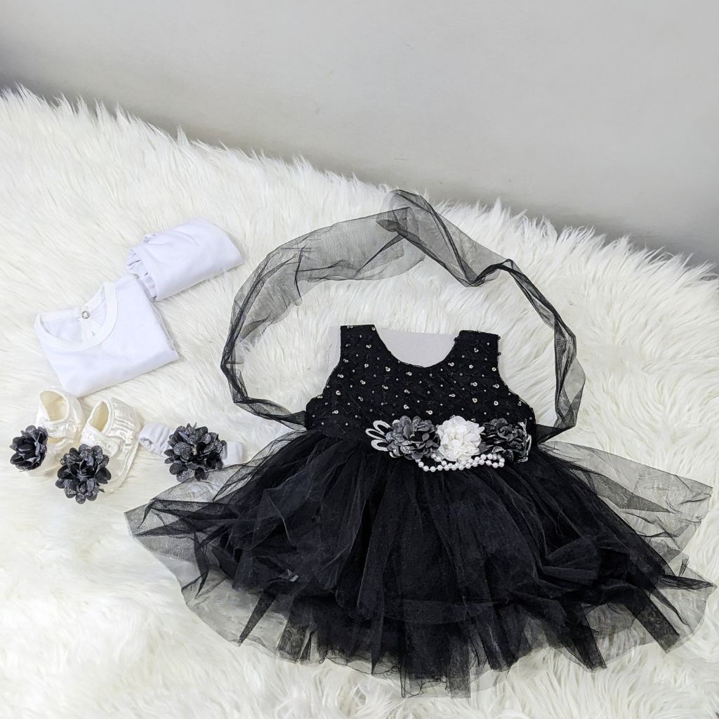 MG-1530 Turkish Style Frock Set - Black