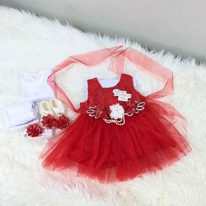 MG-1530 Turkish Style Frock Set - Red
