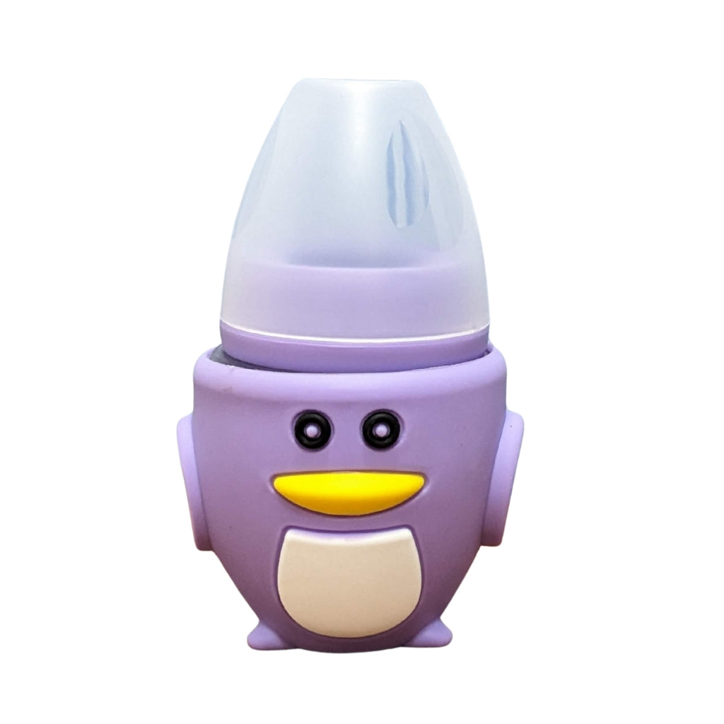 Penguin Glass Baby Feeder with Shockproof Silicone Sleeve - 120ML