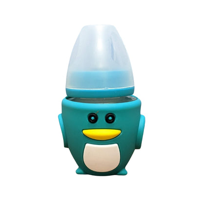 Penguin Glass Baby Feeder with Shockproof Silicone Sleeve - 120ML