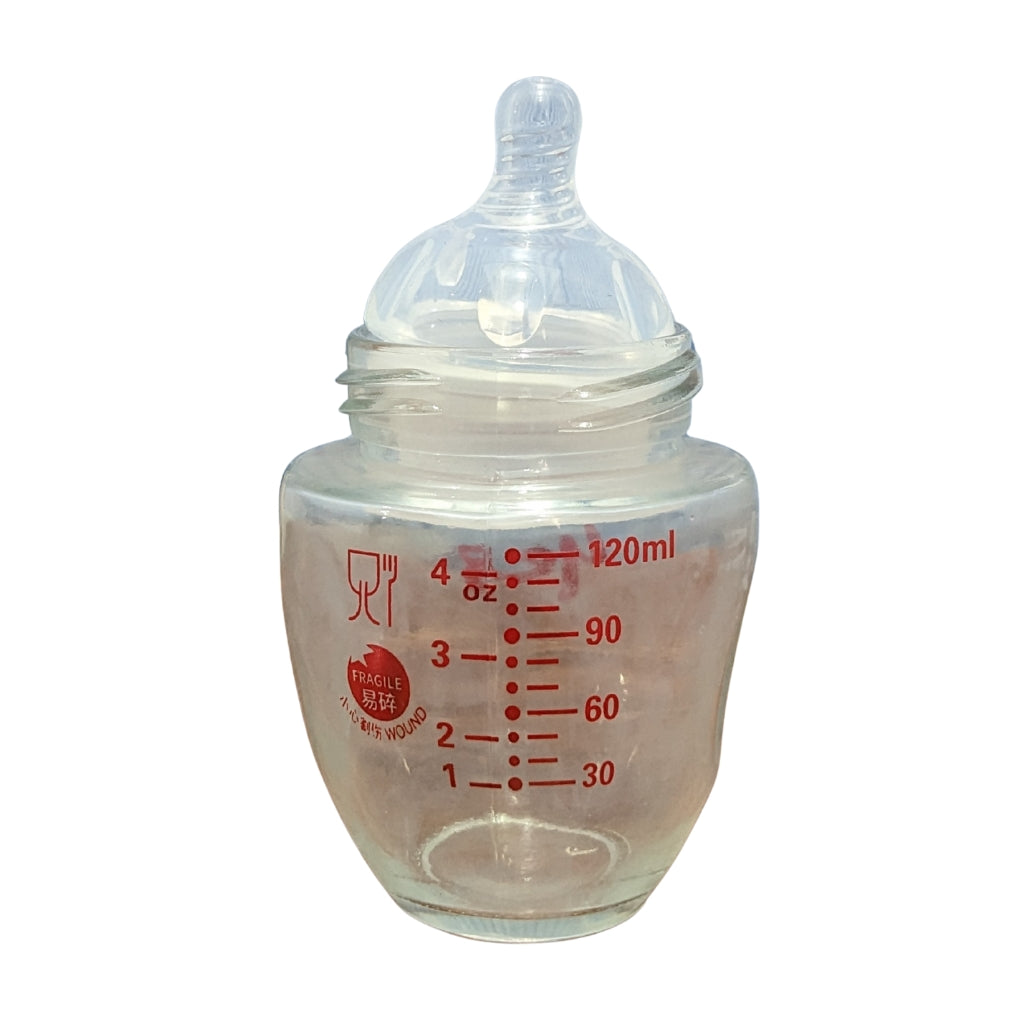 Penguin Glass Baby Feeder with Shockproof Silicone Sleeve - 120ML