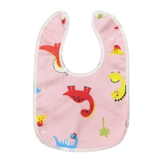 Pink Hello Dino Waterproof Baby Bib
