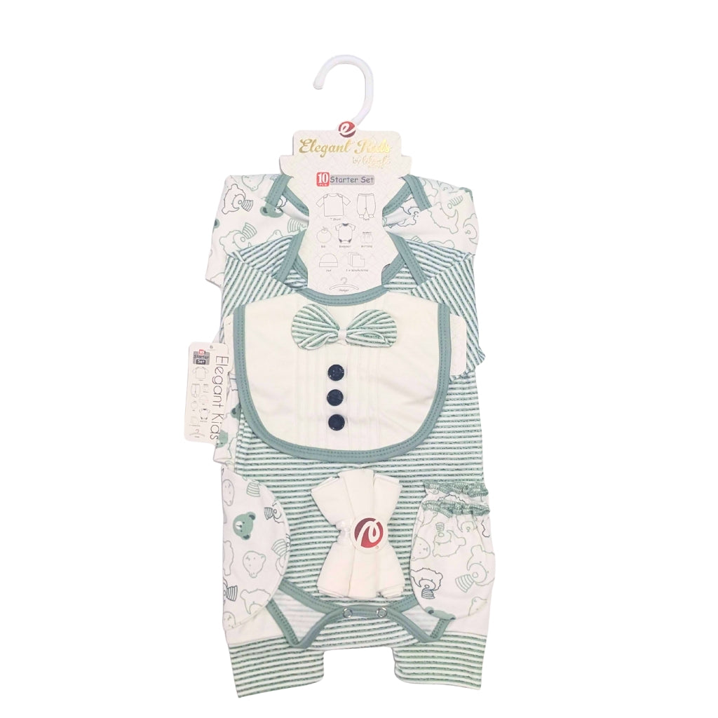 10-Piece Newborn Starter Gift Set – Formal Style (Green)