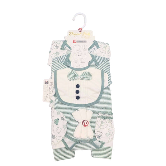 10-Piece Newborn Starter Gift Set – Formal Style (Green)