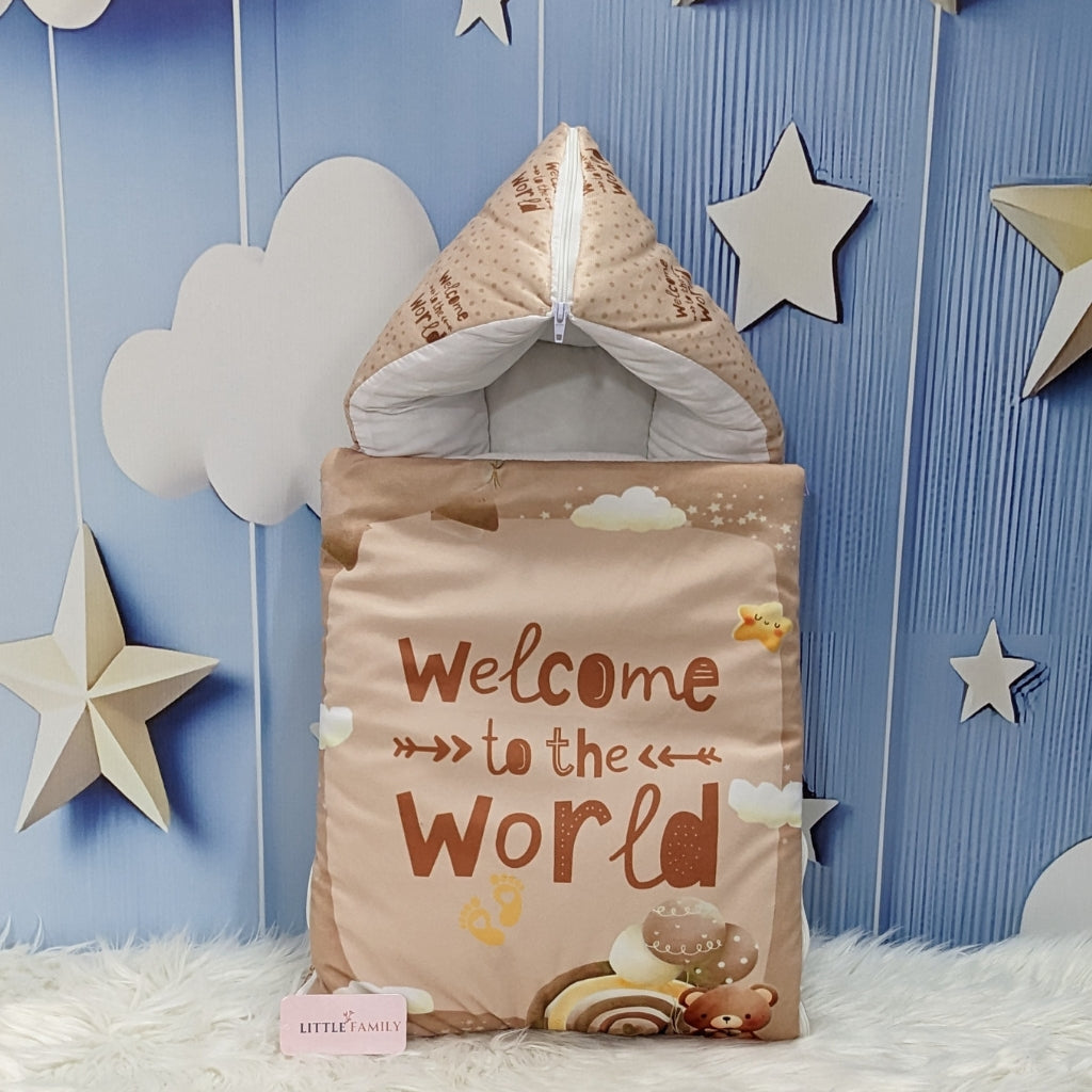 Velvet Newborn Carry Nest – Brown | “Welcome to the World” Edition