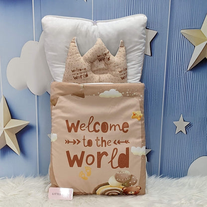 Velvet Newborn Carry Nest – Brown | “Welcome to the World” Edition