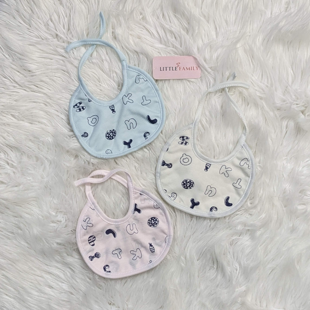 Baby Bibs Set – Pack of 3 Soft Cotton Alphabet Prints