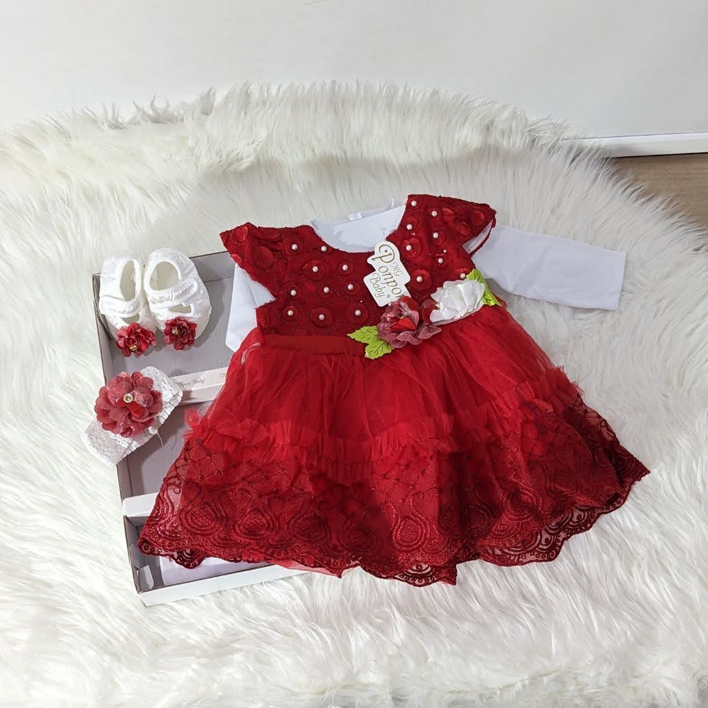 MG-1530 Turkish Style Frock Set - Red