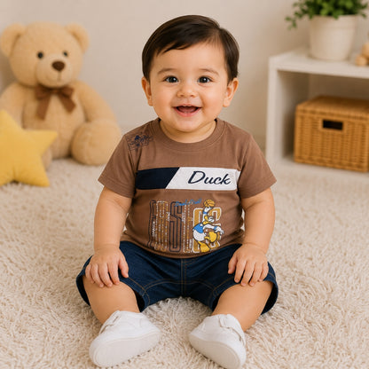 T-845 Baby Summer Outfit – Shirt & Shorts Set - Duck