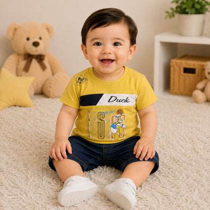 T-845 Baby Summer Outfit – Shirt & Shorts Set - Duck