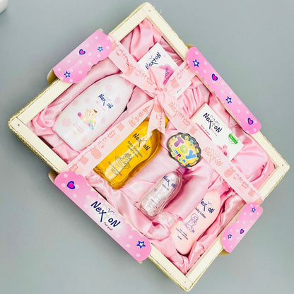 Nexton 6-in-1 Baby Care Gift Set With Wooden Basket