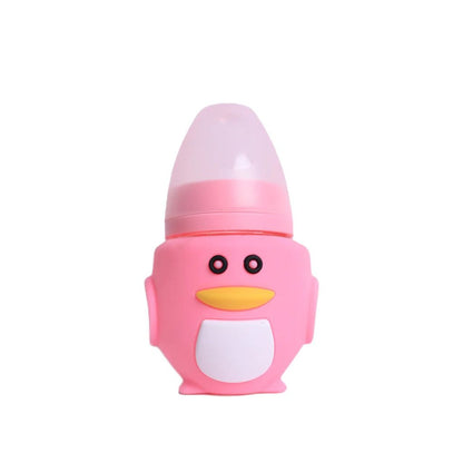 Penguin Glass Baby Feeder with Shockproof Silicone Sleeve - 120ML