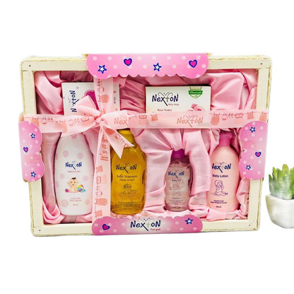 Nexton 6-in-1 Baby Care Gift Set With Wooden Basket