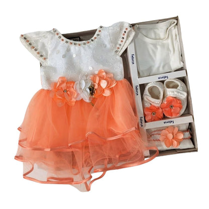F-1435 Premium Baby Frock Set – Elegant 5-Piece Outfit