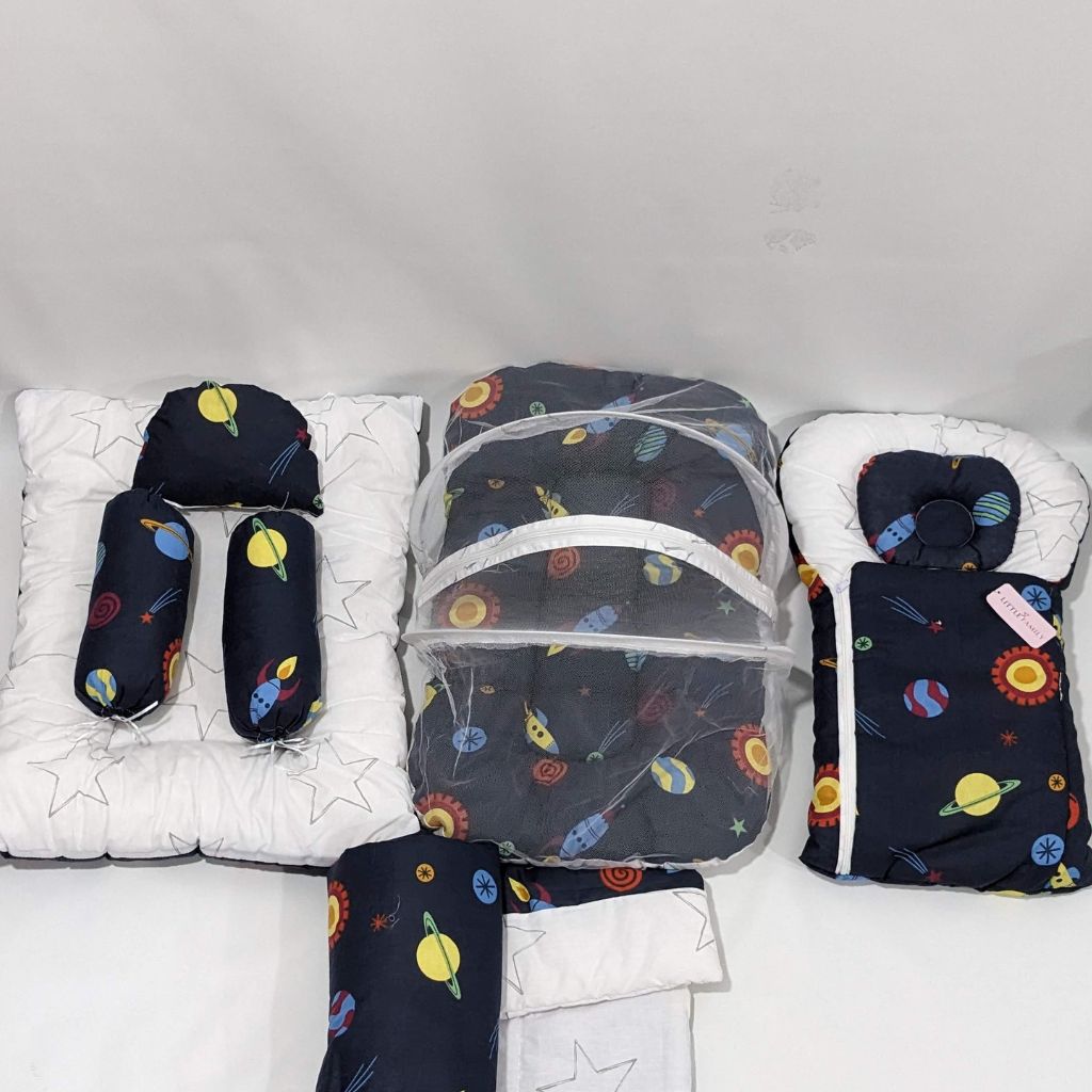 Space Theme 8 pcs Bed Set - Navy Blue