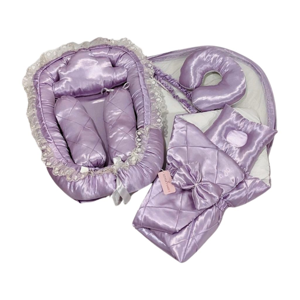 Premium Silk 9 Pcs Bedidng Sets - Purple Paradise Nest