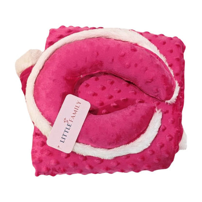 Little Family Velvet Wrapping Blanket & Neck Pillow Set