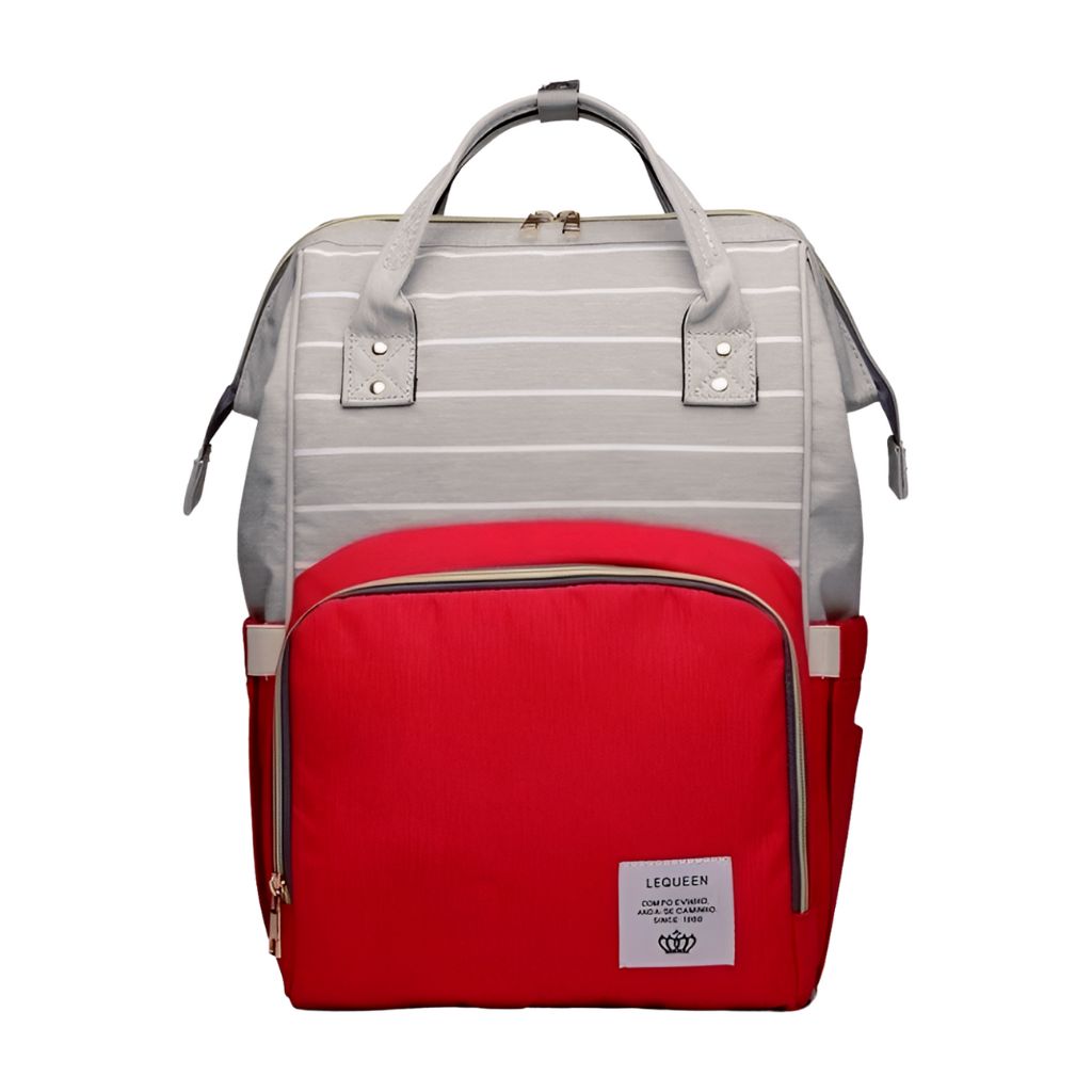 D-1850 Lequeen Diaper Bag - White Grey & Red