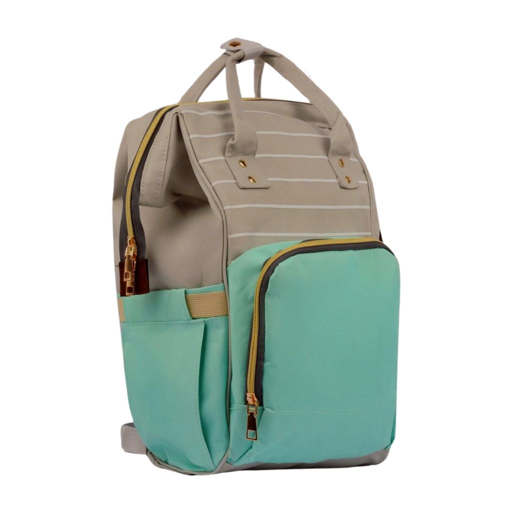 D-1850 Lequeen Diaper Bag - White Grey & Aqua