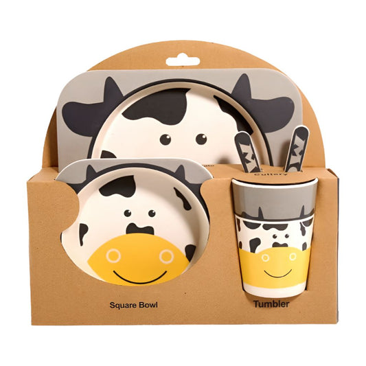 Bamboo Fiber 5-Piece Table Ware - Cow