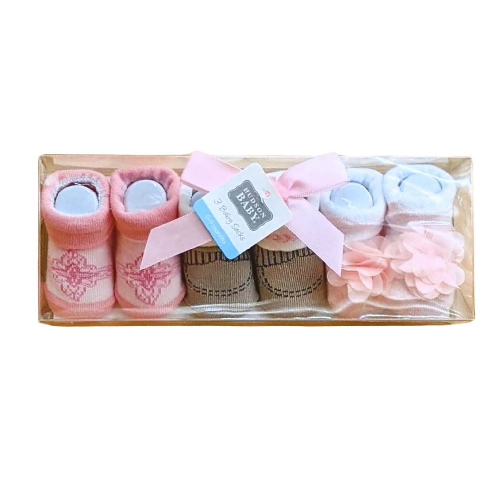 Baby Cozy Chic 3-Pair Sock Set - Pink & Beige