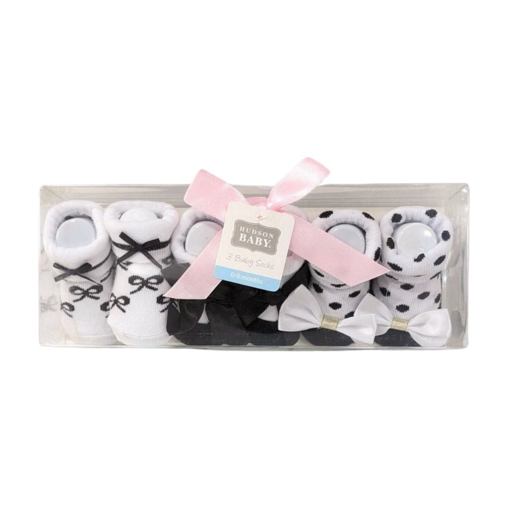 Baby Floral Dreams 3-Pair Sock Set - White & Black