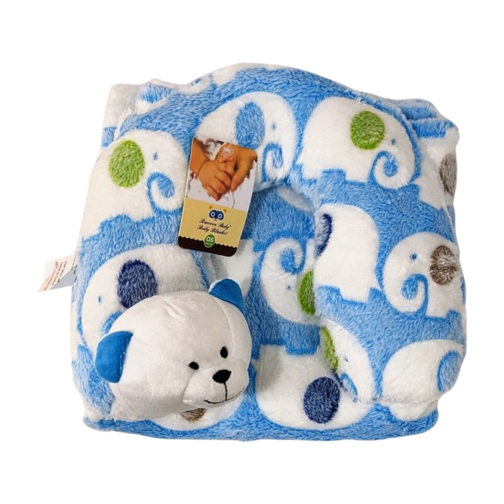 Blanket with pillow - Blue Bear