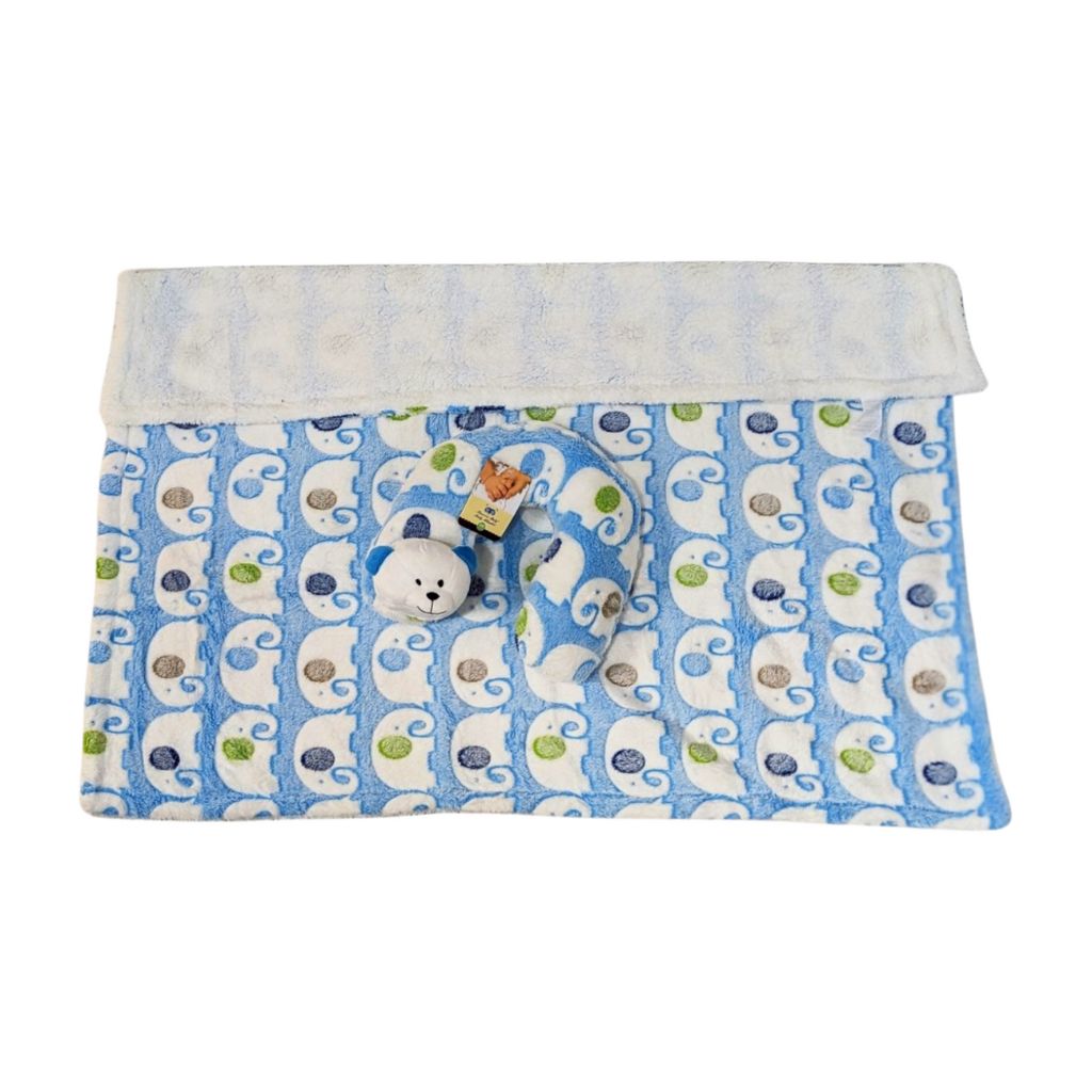 Blanket with pillow - Blue Bear