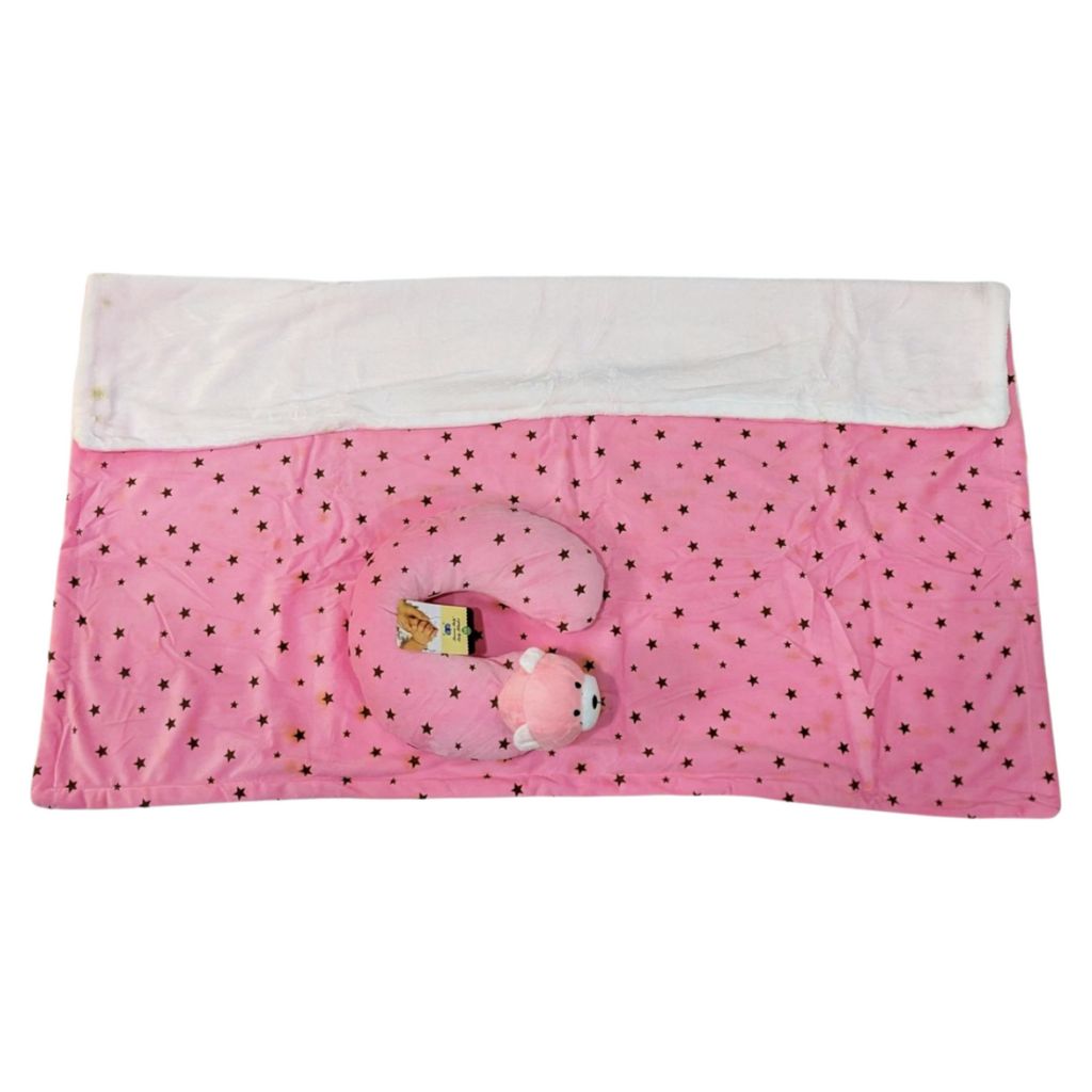 Blanket with pillow - Pink Bear