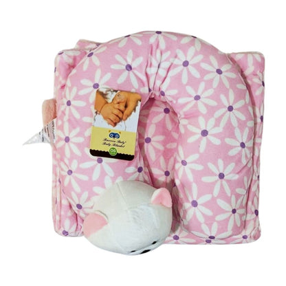 Pink Flower Baby Blanket with Neck Pillow – Soft & Breathable