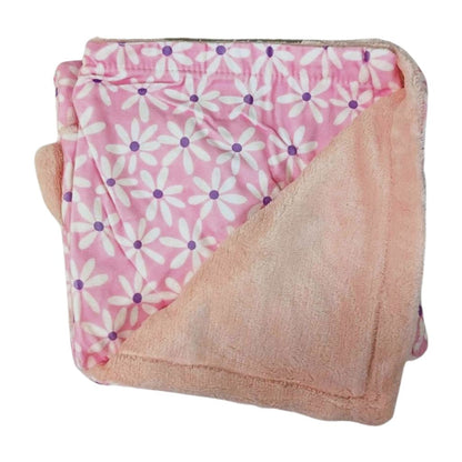Pink Flower Baby Blanket with Neck Pillow – Soft & Breathable