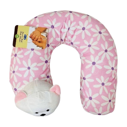 Pink Flower Baby Blanket with Neck Pillow – Soft & Breathable
