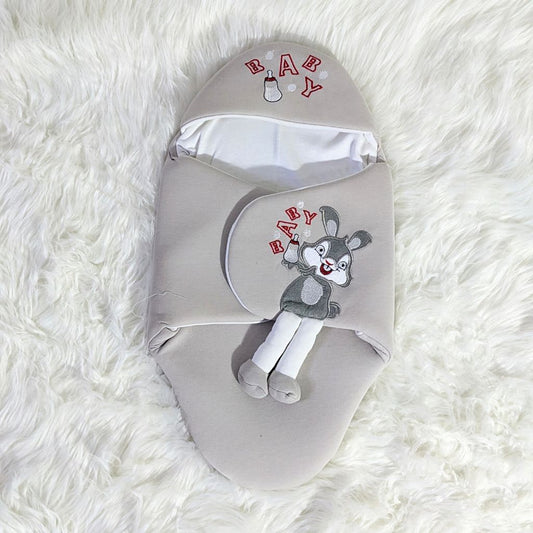 Bunny Embroidered Swaadle - Grey