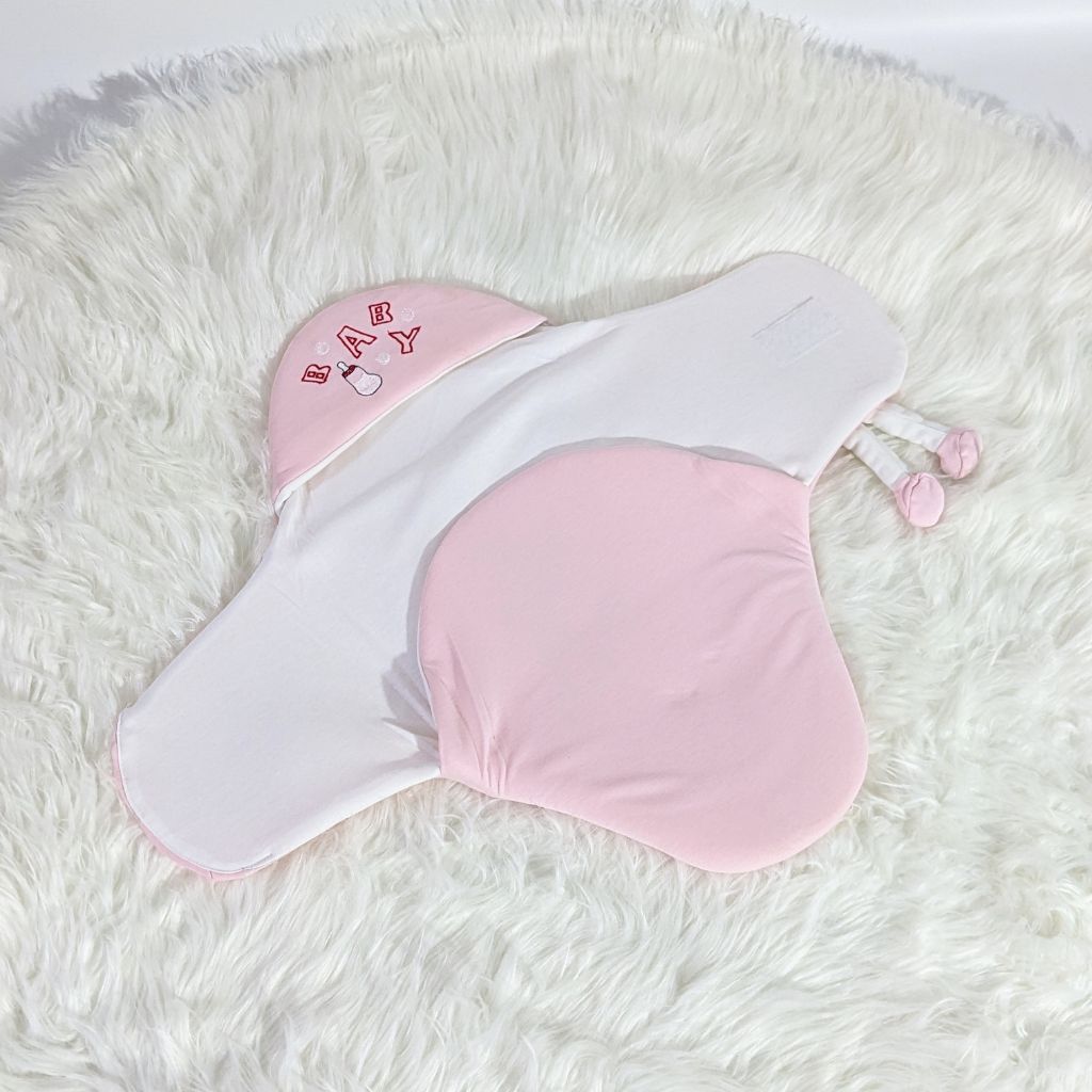 Bunny Embroidered Swaadle - Baby Pink