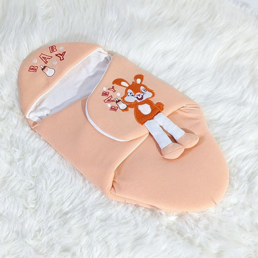 Bunny Embroidered Swaadle - Peach