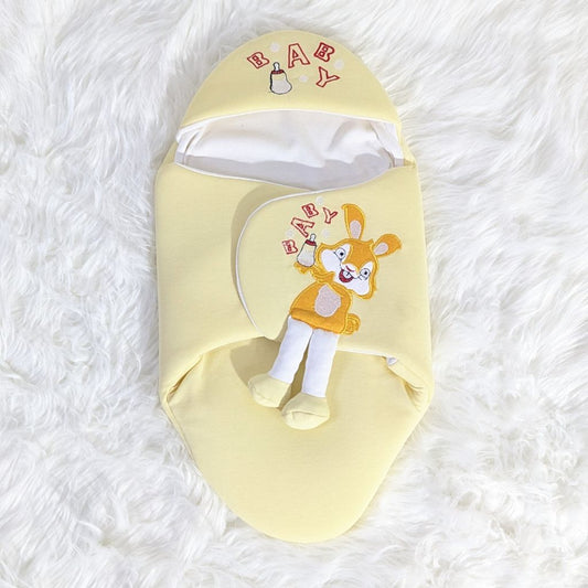 Bunny Embroidered Swaadle - Lemon