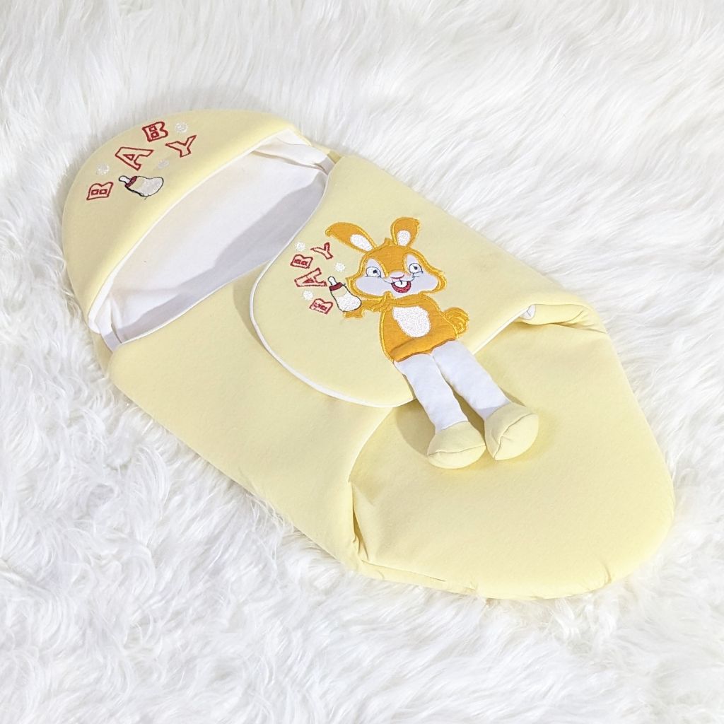 Bunny Embroidered Swaadle - Lemon