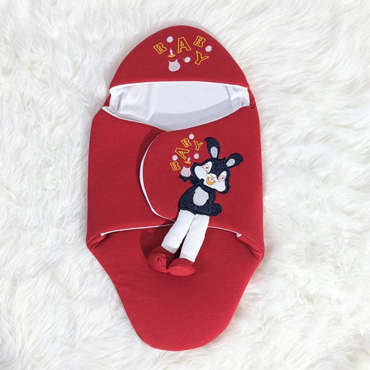 Bunny Embroidered Swaadle - Red