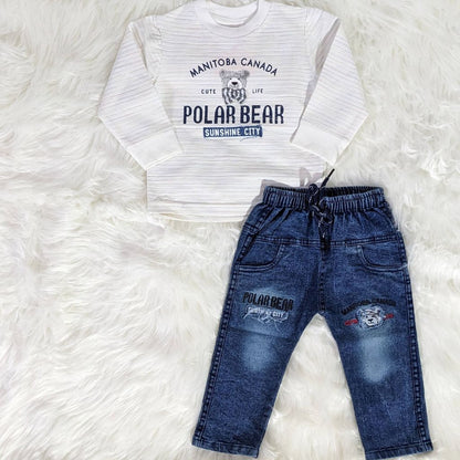 Polar Bear Themed 2-Piece Denim Outfit