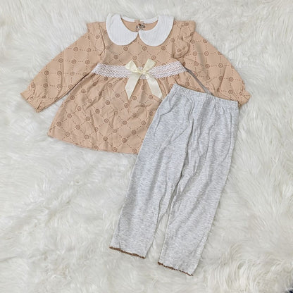 Charming Winter Frock & Trouser Set – Soft Cotton Blend