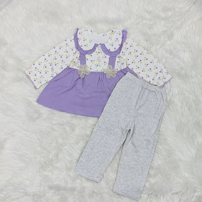 Winter Blossom Frock & Trouser Set – Cozy Cotton Blend