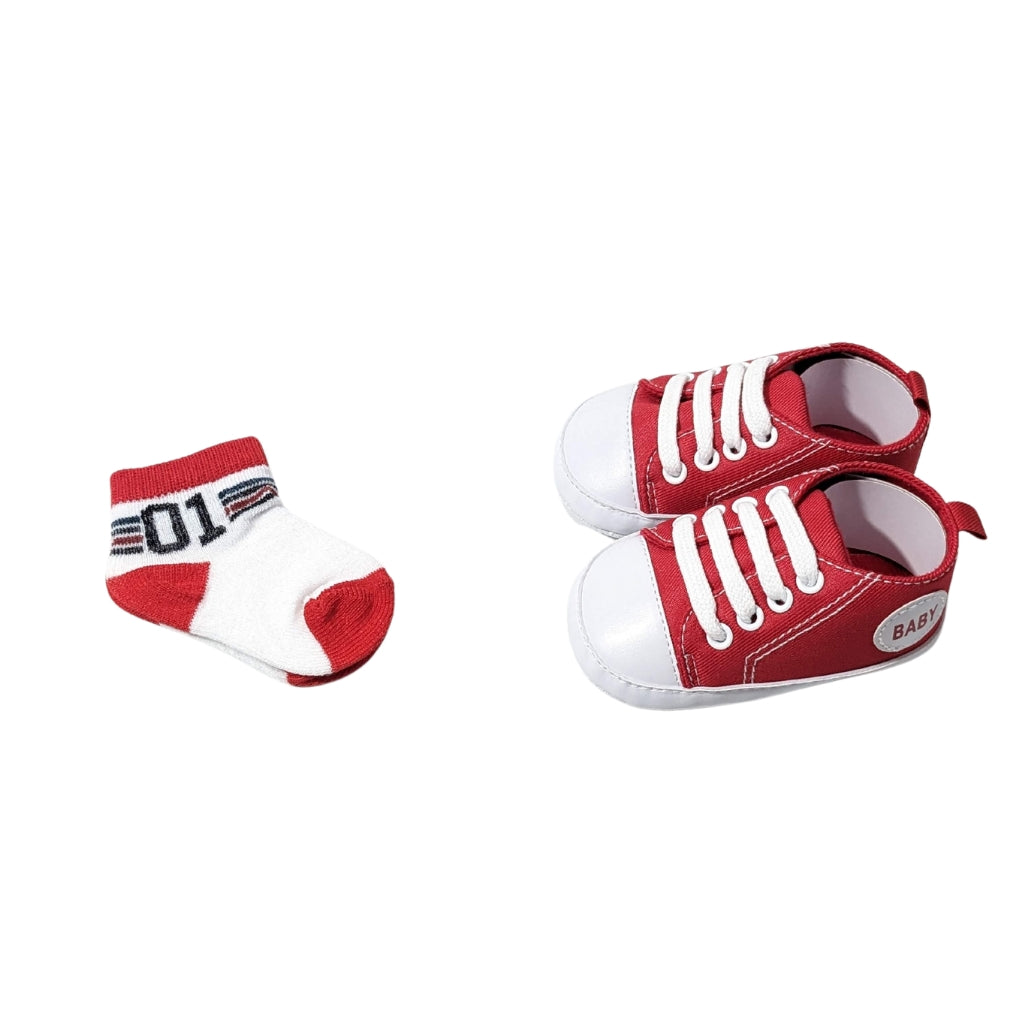 Baby Essentials - Red Sneakers & Socks Combo