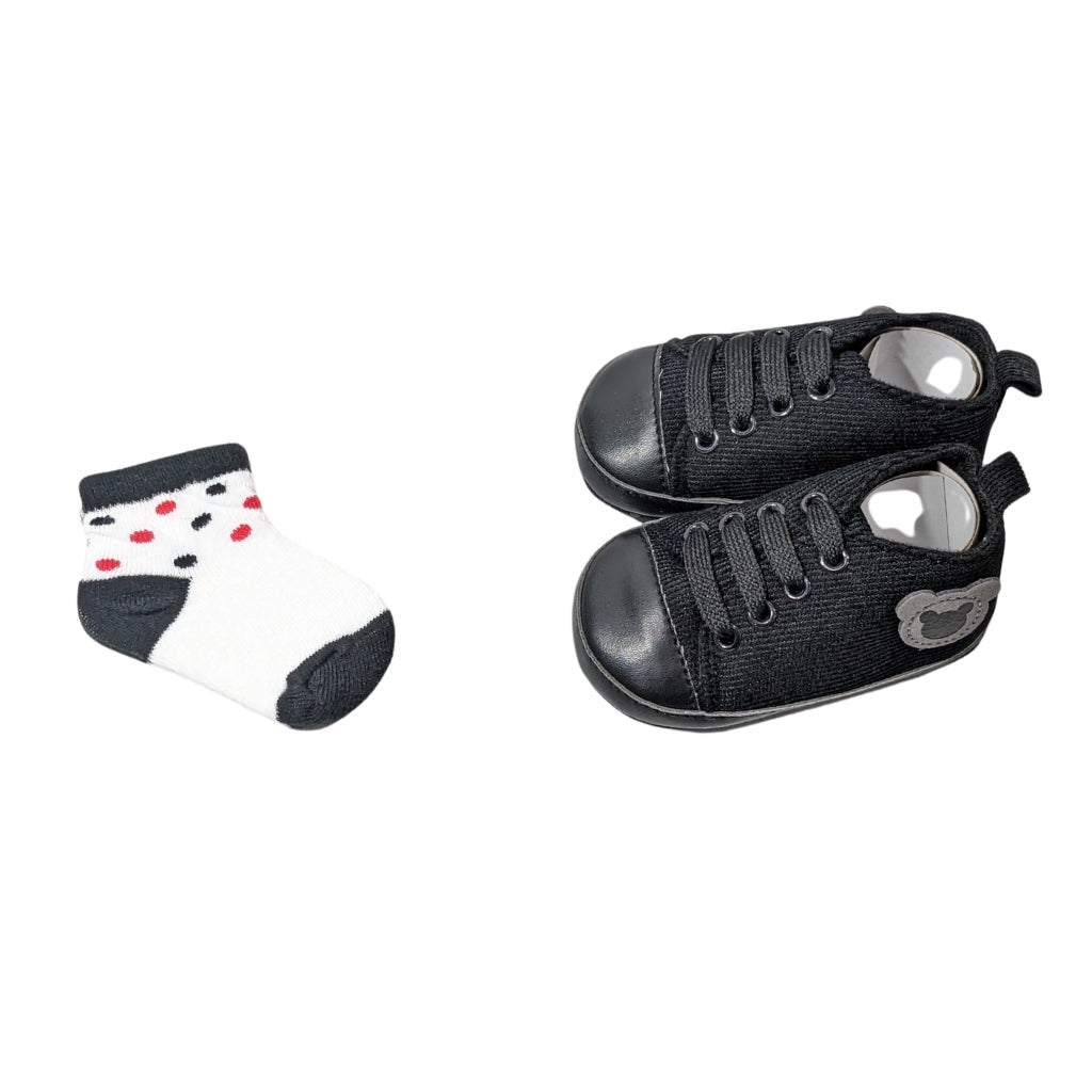 Baby Essentials - Black Sneakers & Socks Combo