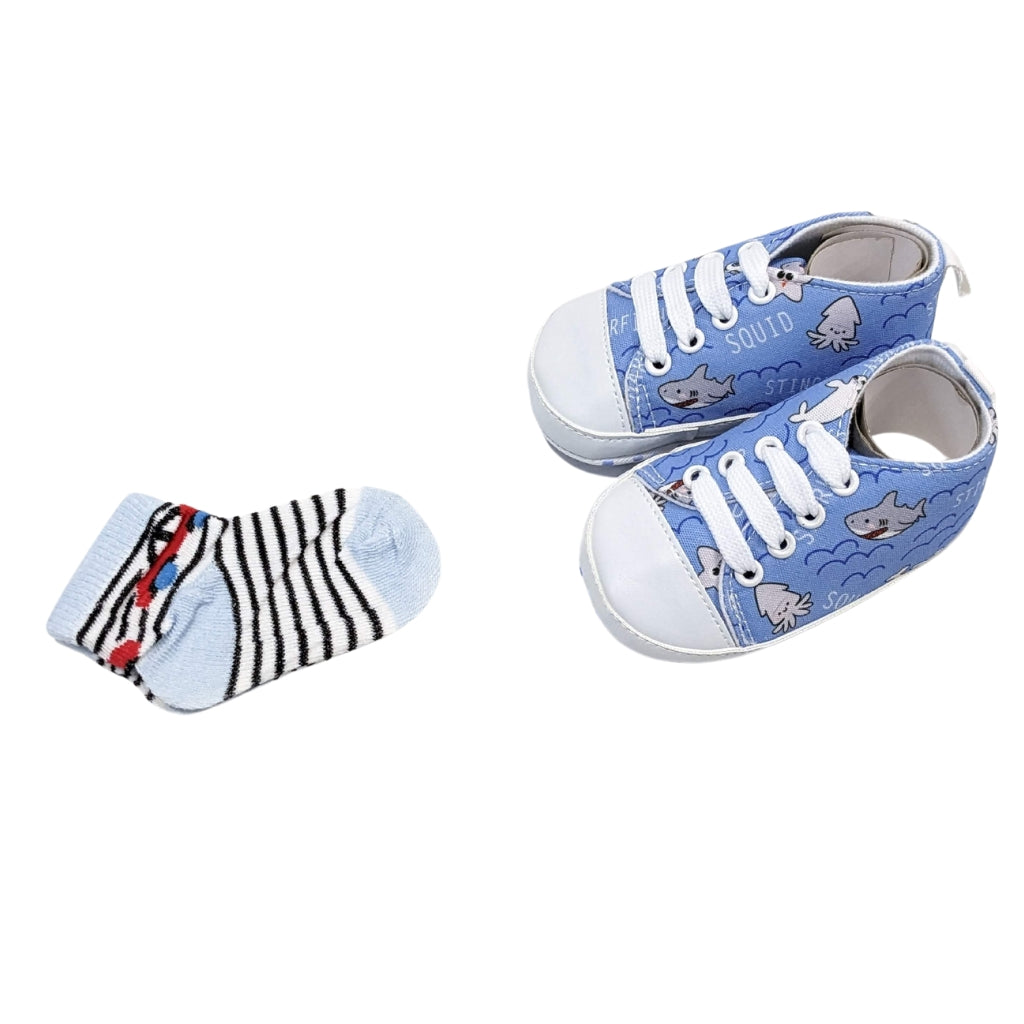 Baby Essentials - Blue Sneakers & Socks Combo