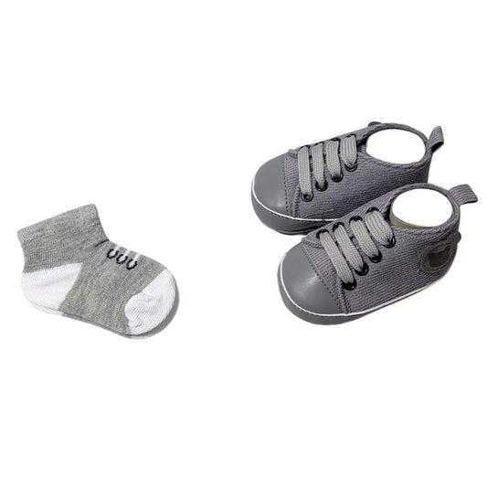 Baby Essentials - Grey Sneakers & Socks Combo