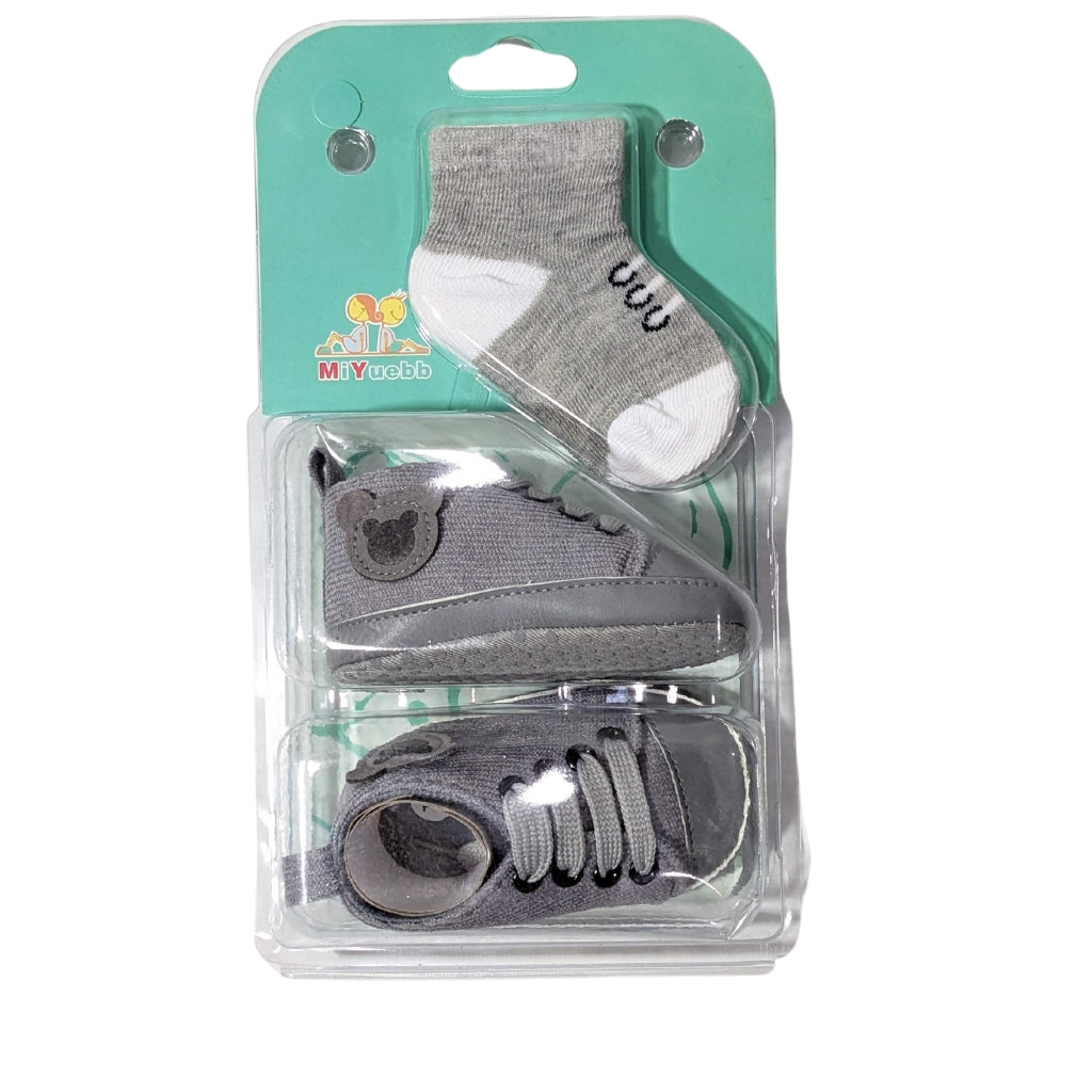 Baby Essentials - Grey Sneakers & Socks Combo