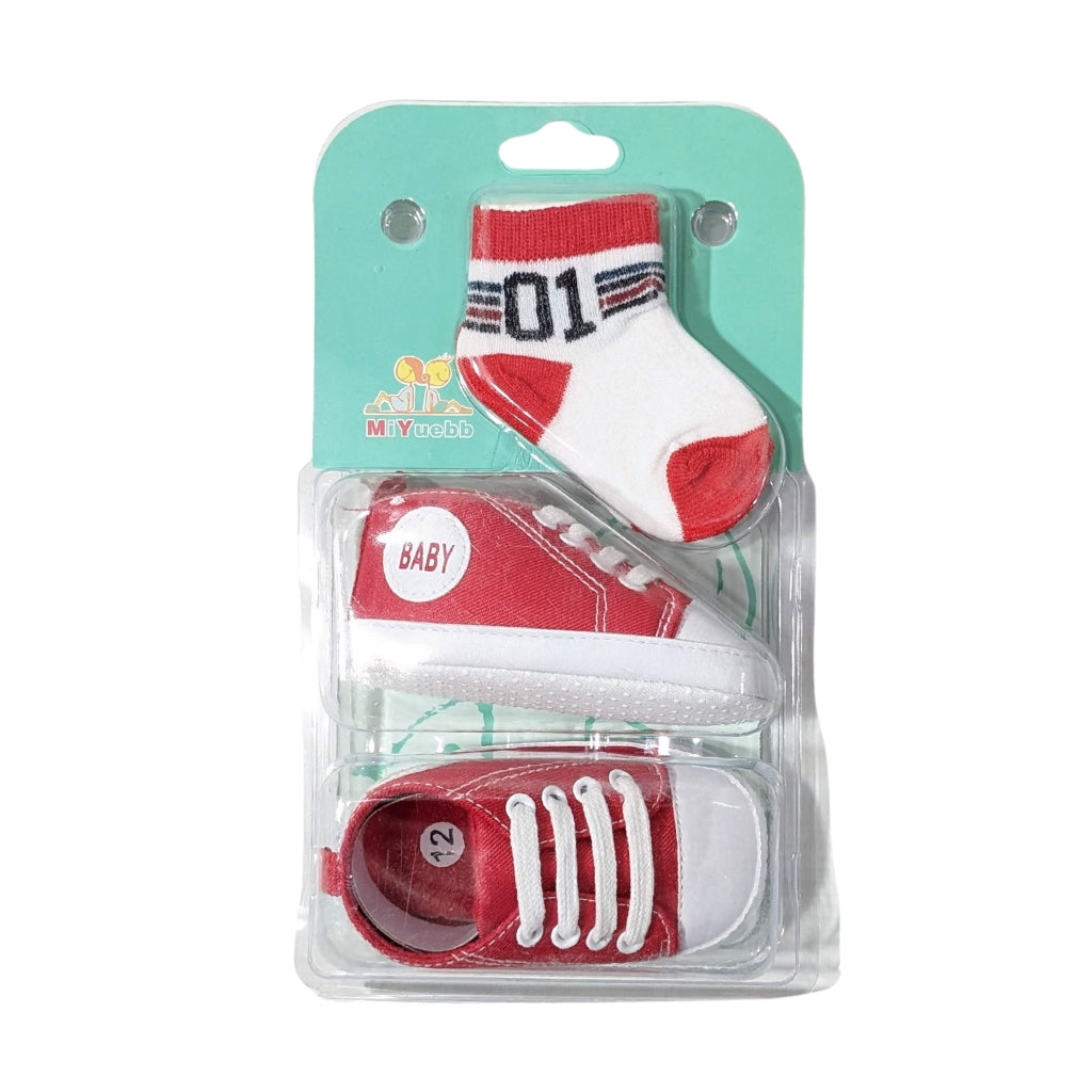 Baby Essentials - Red Sneakers & Socks Combo