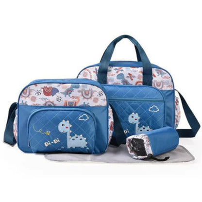 4-Piece Dino Diaper Bag Set – Functional for Moms on the Go